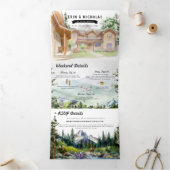 テト素朴ン山脈 | 図解入りの、写真付きの結婚 三つ折り招待状 (内部)