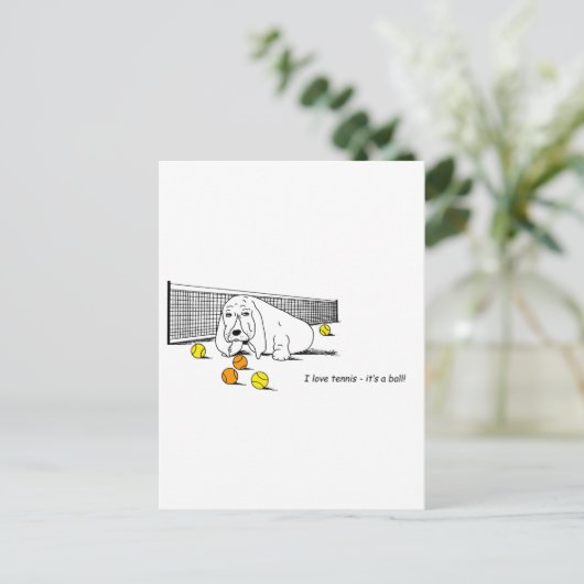 テニおもしろいス遊のバスセットハウンド葉書 ポストカード (スタンド正面)