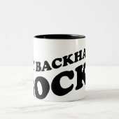 テニカッコいいスマグ：私のバックハンドは揺れる ツートーンマグカップ (中央)