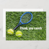 テニスありがとうラケットと緑のコーチ サンキューカード (正面/裏面)
