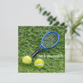 テニスありがとうラケットと緑のコーチ サンキューカード (スタンド正面)