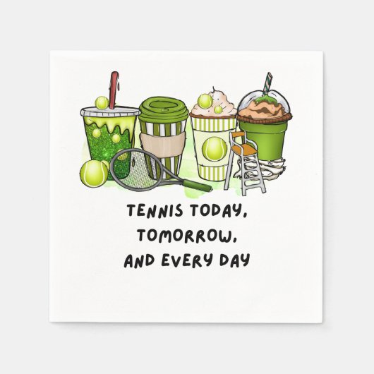テニスおもしろいことわざテーマの選手パーティー スタンダードカクテルナプキン (正面)