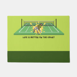 テニスおもしろいことわざライフはコートで良い ドアマット