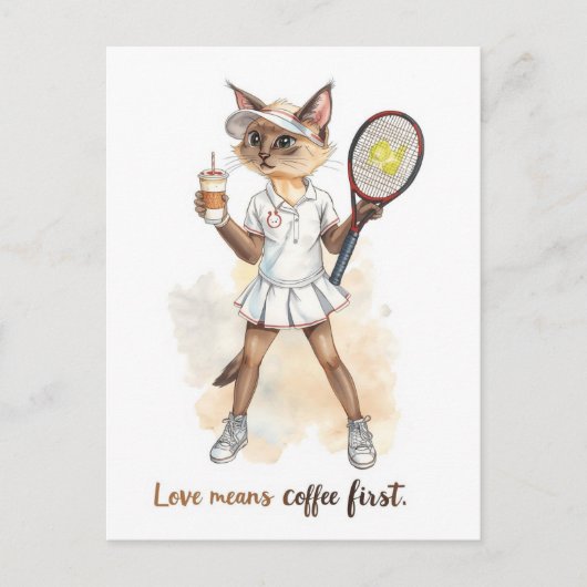 テニスおもしろいことわざ愛はコーヒーを最初に意味する ポストカード (正面)