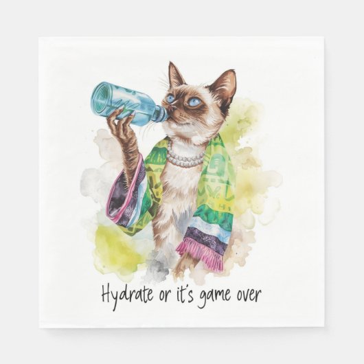 テニスおもしろいことわざ用猫好き スタンダードランチョンナプキン (正面)