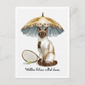 テニスおもしろいことわざ用猫好き ポストカード (正面)