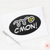 テニスおもしろいのステッカスタムクとテニス文字。 楕円形シール (封筒)