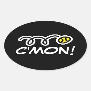 テニスおもしろいのステッカスタムクとテニス文字。 楕円形シール