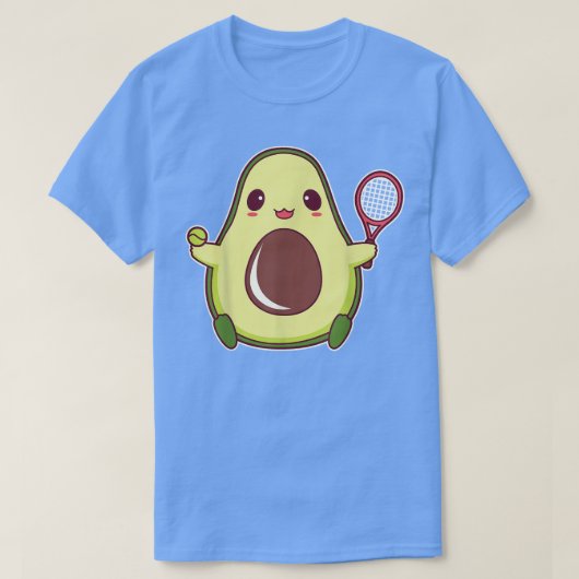 テニスおもしろいのラケットが入ったかわいいアボカド Tシャツ (デザイン正面)