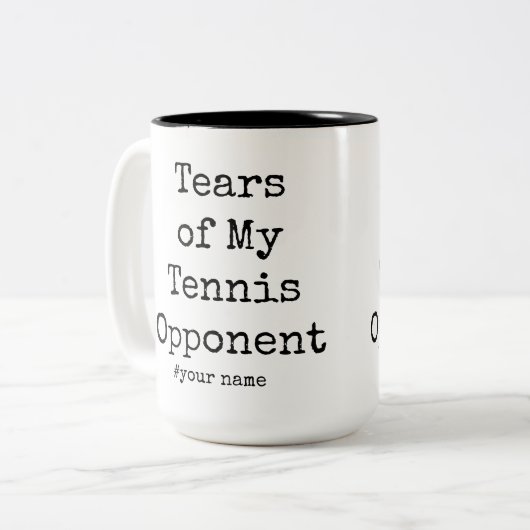 テニスおもしろいの相手の涙 |テニス愛好家 ツートーンマグカップ (正面左)