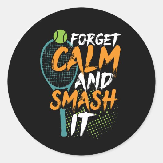 テニスおもしろいスポーツ引用文忘れCalm Smash It ラウンドシール (正面)