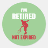 テニスおもしろいスポーツ愛好家ワードアート退職した ラウンドシール (正面)