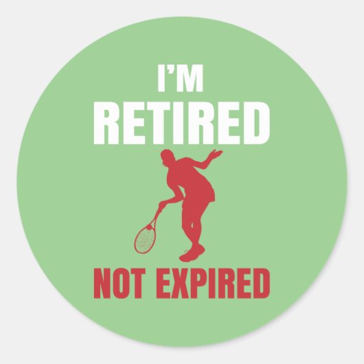 テニスおもしろいスポーツ愛好家ワードアート退職した ラウンドシール (正面)