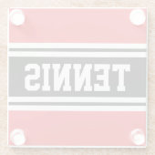 テニスおもしろいスポーティ明るい赤ブラックレーシングストライプズ ガラスコースター (裏面)