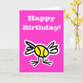 テニスおもしろいテーマ誕生日カード カード (黄色い花)