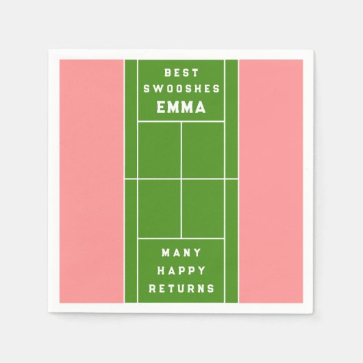 テニスおもしろいパーティー スタンダードカクテルナプキン (正面)