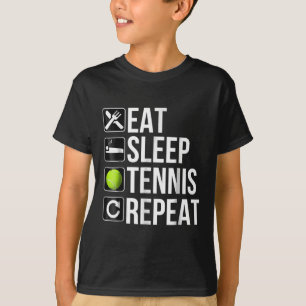 テニスおもしろいプレーヤーの贈り物 – 食べスリープテニス Tシャツ