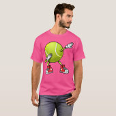 テニスおもしろいボール選手ラケットスポーツファンDab Tシャツ (正面フル)