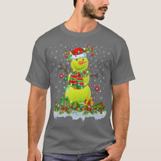テニスおもしろいボール雪だるまクリスマスライツテニスクリス Tシャツ