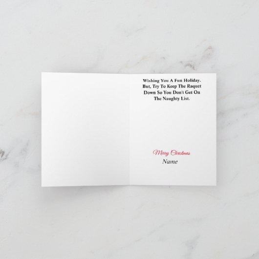 テニスおもしろいラケットクリスマスカード付きトナカイ カード (内部)