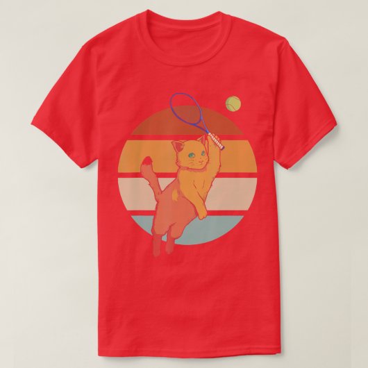 テニスおもしろいラケット猫遊のテニス Tシャツ (デザイン正面)