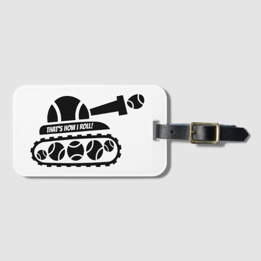 テニスおもしろいラゲッジタグ用バッグ及びスーツケース ラゲッジタグ (正面横)