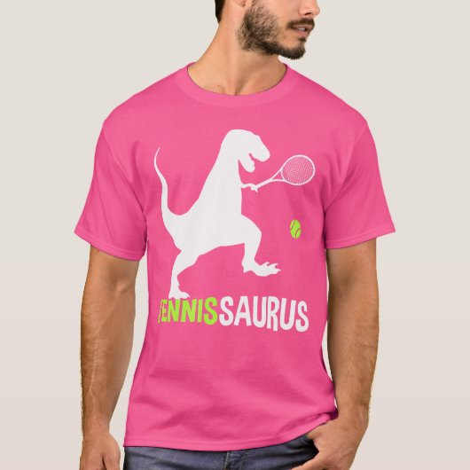 テニスおもしろい恐竜テおもしろいニス Tシャツ (正面)