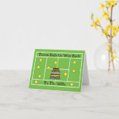 テニスおもしろい誕生日トリビア付きテニスボールカード カード (黄色い花)