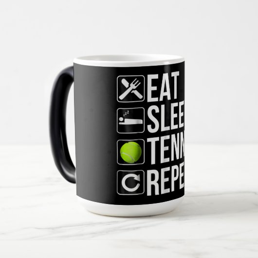 テニスおもしろい選手のギフト – 食べ睡眠テニス モーフィングマグカップ (正面左)