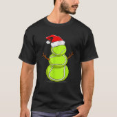 テニスおもしろい選手の雪だるまクリスマスウ男性へーム Tシャツ (正面)