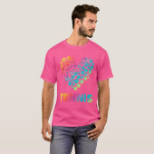 テニスおもしろい選手ラケットハートレインボーテニス Tシャツ (正面フル)