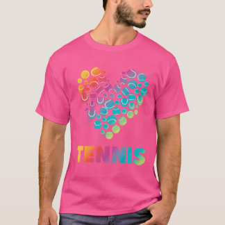 テニスおもしろい選手ラケットハートレインボーテニス Tシャツ