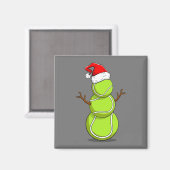 テニスおもしろい選手雪だるまクリスマスプレゼント マグネット (正面/裏面)