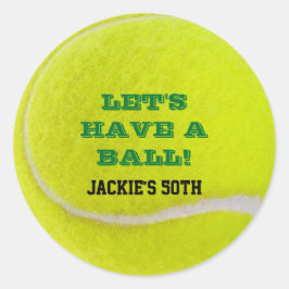 テニスお祝いがボールを持つ ラウンドシール