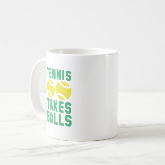 テニスがボールを取る コーヒーマグカップ (正面左)