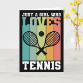 テニスが大好きな女の子 |テニス選手のギフト カード (黄色い花)