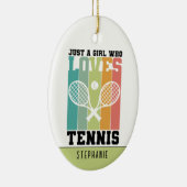 テニスが大好きな女の子 |テニス選手のギフト セラミックオーナメント (右)