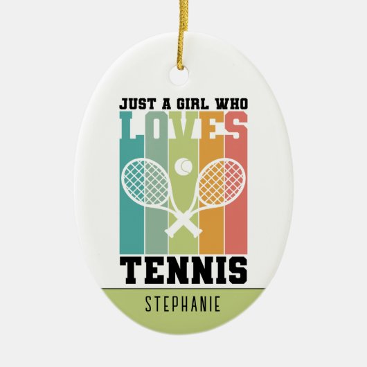 テニスが大好きな女の子 |テニス選手のギフト セラミックオーナメント (正面)