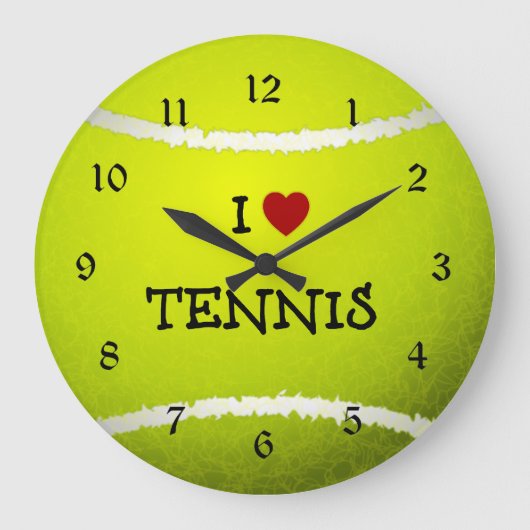 テニスが好き-テニスボール ラージ壁時計 (正面)