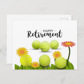 テニスが楽しく花で引退  ポストカード (正面/裏面)