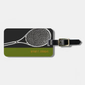 テニスで，黒と緑 ラゲッジタグ (正面横)