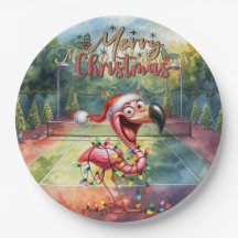 テニスとクリスマスをフラミンゴでテーマに 