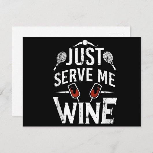 テニスとワインが私にワインテニスを提供おもしろいする 案内ポストカード (正面/裏面)