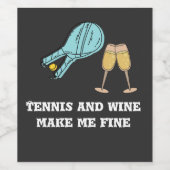 テニスとワインはラケット素晴らしとグラスで私を作る ワインラベル (シングルラベル)