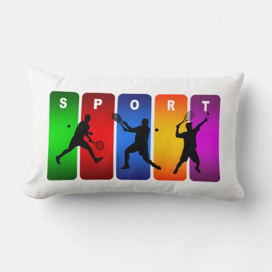 テニスによってすごいクールなスポーツのデザイン(男性) ランバークッション (正面)