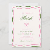 テニスのおそろいテーマのブライズシャワー 招待状 (正面)