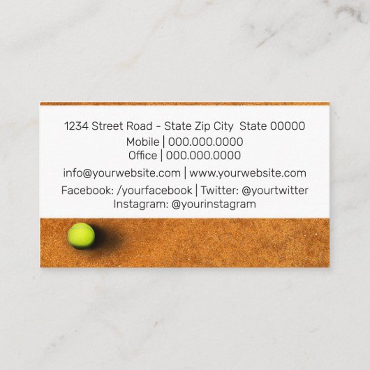 テニスのインストラクターのクレーコート 名刺 (裏面)