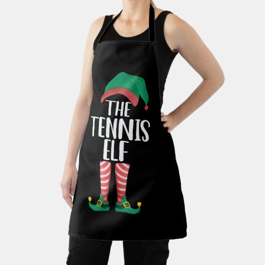 テニスのエルフが家族でクリスマスをマッチング エプロン (インサイチュ)