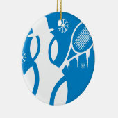 テニスのオーナメントのクリスマスの雪だるま セラミックオーナメント (右)
