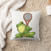 テニスのカエルとテニスラケット クッション (ブランケット)